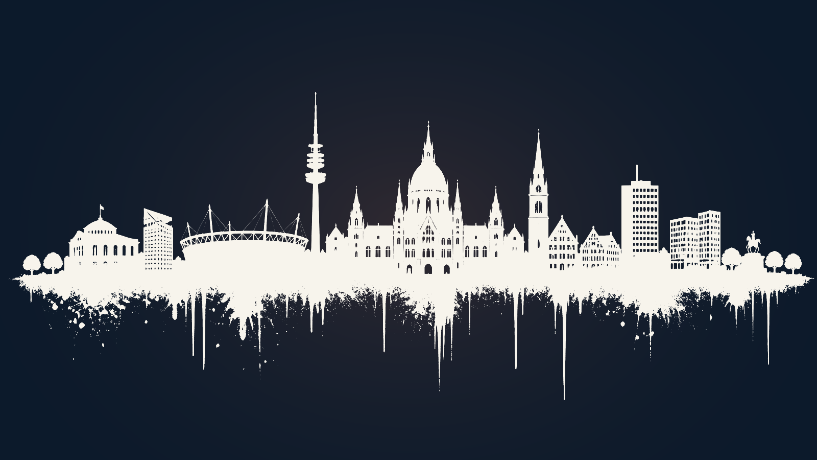 Stilisierte Skyline von Hannover als Tintenzeichnung