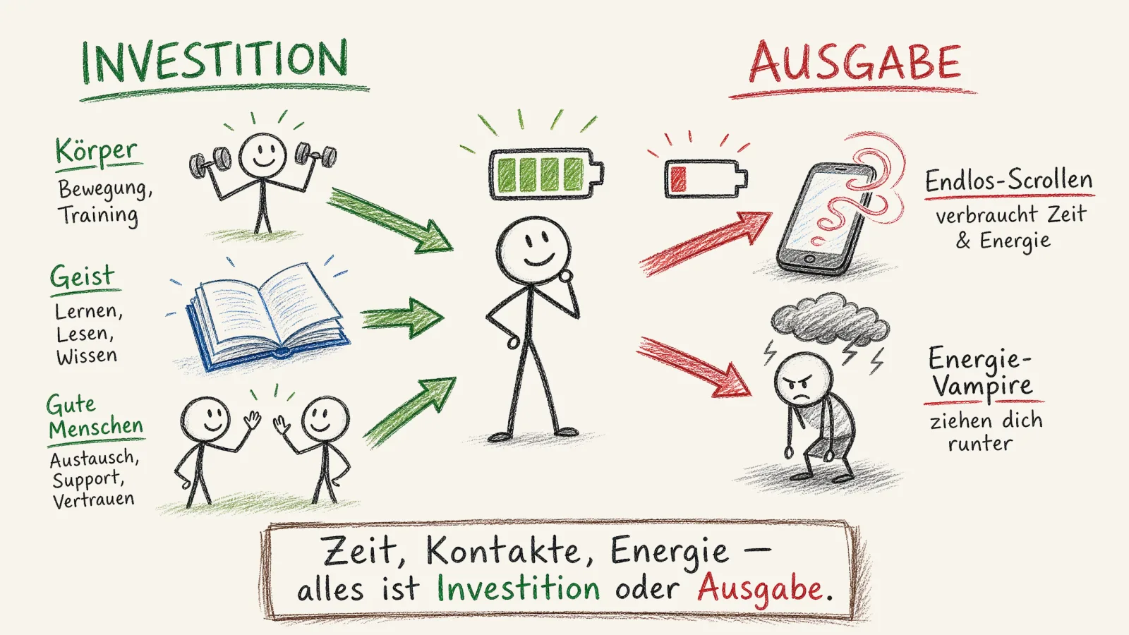 Lebensinvestor-Prinzip: Zeit, Kontakte und Energie als Investition oder Ausgabe betrachten